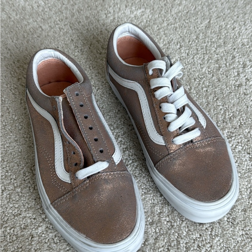Vans Metallic Bronze and White Women's Sneakers